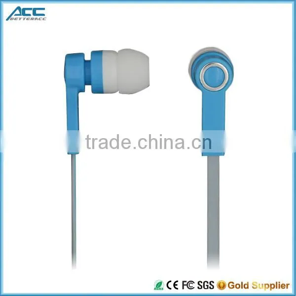 2015 Cheap Factory Directly Fashionable 3.5MM Flat Cable New Earphones/Earbuds with mic for Mobile Phone