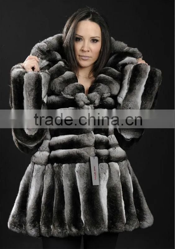 real chinchilla fur coat from China