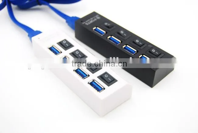 Computer 4 Ports 3.0 High Speed USB Hub with Swith Button