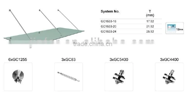 Stainless Steel Tempered Glass Canopy "ELLE"
