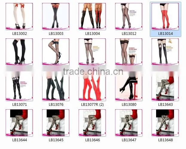Women Sexy Black Leather Hosiery With Lace