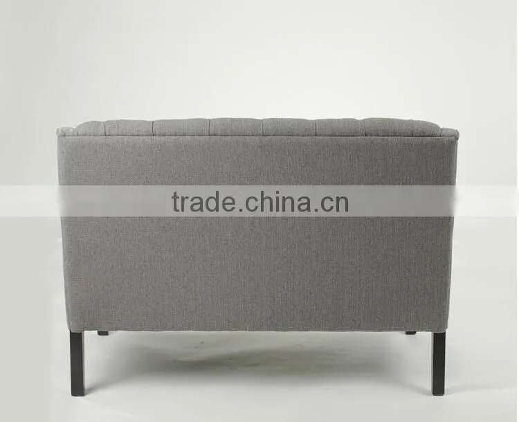 living room use Button design 2 seat wooden sofa /wooden fabric loveseat sofa(KY-3197)