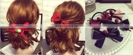Fancy Chiffon Satin Ribbon Rhinestone Hair Clip Girls