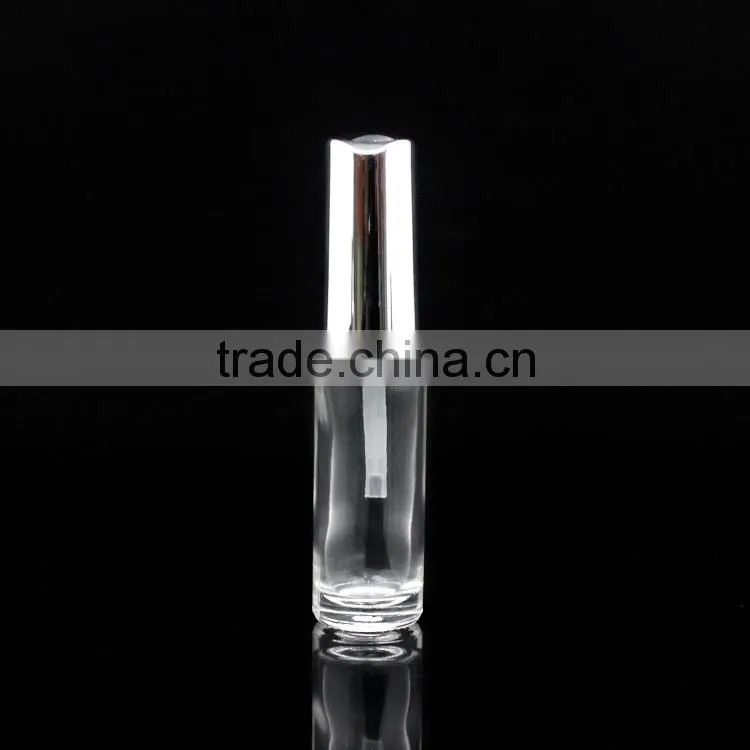 empty mini slim custom nail polish bottle with brush and white cap