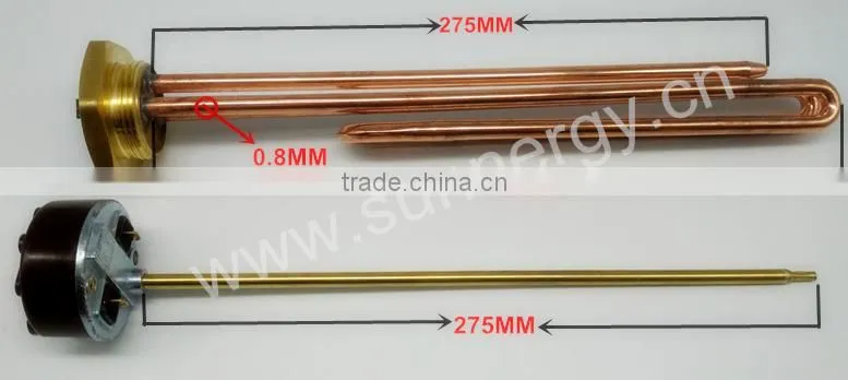 Electrical immersion heater element with thermostat