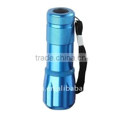 9 LED Aluminum torch with fluorescence for promotional gift LFL215-H9