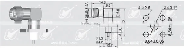 SMA connector with flange mount,micro-strip