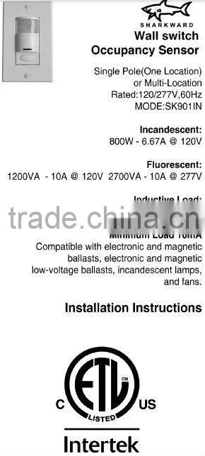 110-277V/AC infrared sensor switch,automatic turn off light sensor switch SK901IE