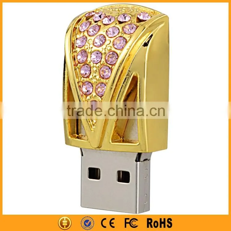 New Necklace Bug Gold Pendant USB 8GB 16GB Crystal Pen Drive