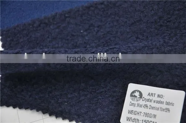 Hot sell crystal heavy woolen wool navy fabric for coats