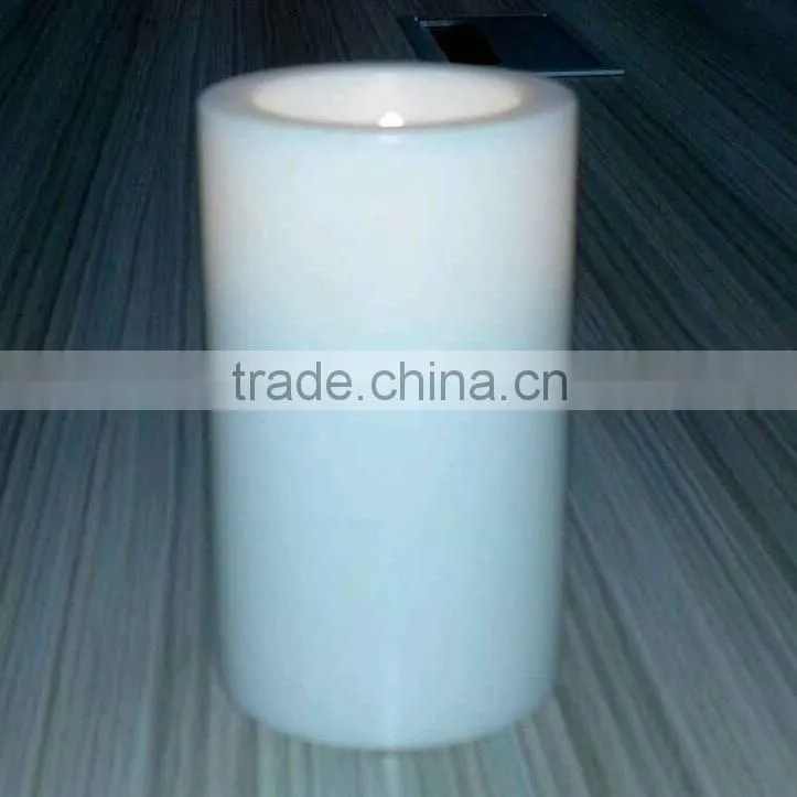 Warm white flicker plastic pillar white color outdoor led candle with 8H timer