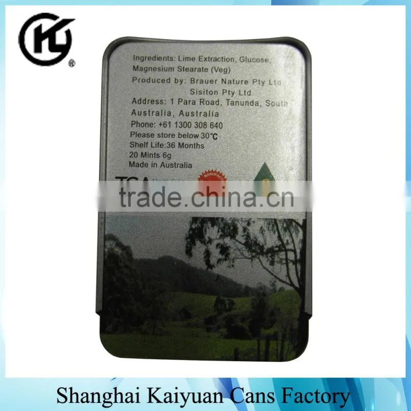 High Quality Tinplate Rectangular Candy Tin Box(Push Over)