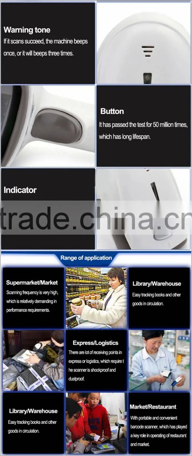 Handheld bi-directional Laser Barcode Scanner Verifier With Hold Scanner USB Cable IPBS028