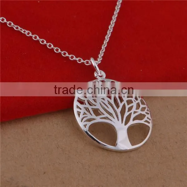 plated 925 silver christmas silver tree of life pendant necklace