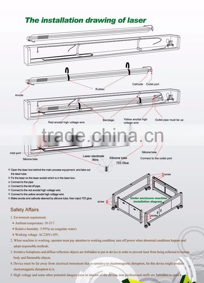 US Stock-60W CO2 Glass Laser Tube (1250mm Length, 65mm Diameter), Water Cooling for CO2 Laser Engraving Cutter
