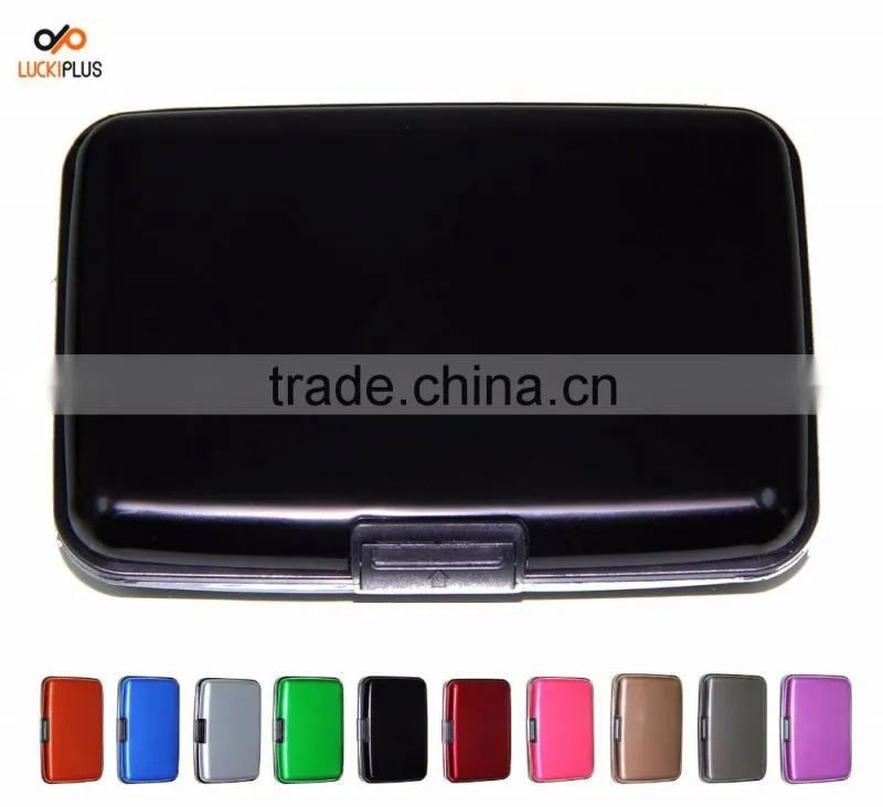 Luckiplus Inventory RFID Blocking Aluminum Credit Card Holder for Men & Women, Cool Slim Metal Busin Black