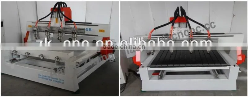 4 Spindles 4 Axis Wood CNC Router With Moving Table Original 4 Axis NcStudio Controlling 1300*130mm ZK-1313-4