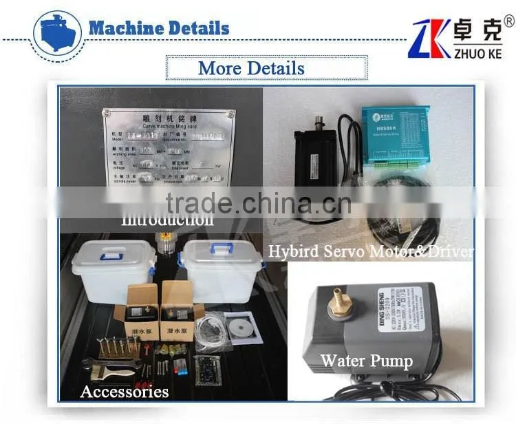 4 Axis Hybird Servo Motor Heavy Duty Stone CNC Router ZK-9015 900*1500MM With 5.5KW Water Cooling Spindle&Air Cylinder
