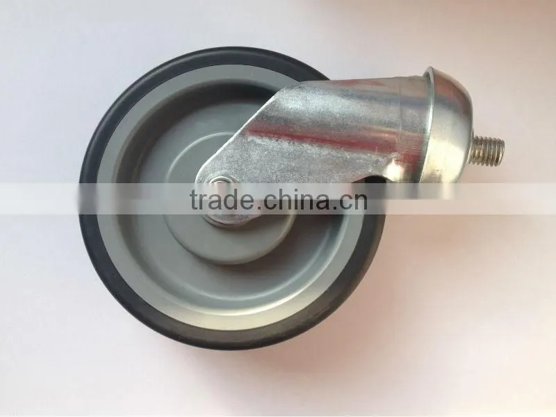 5" TPR caster with threaded stem, 125mm TPR caster