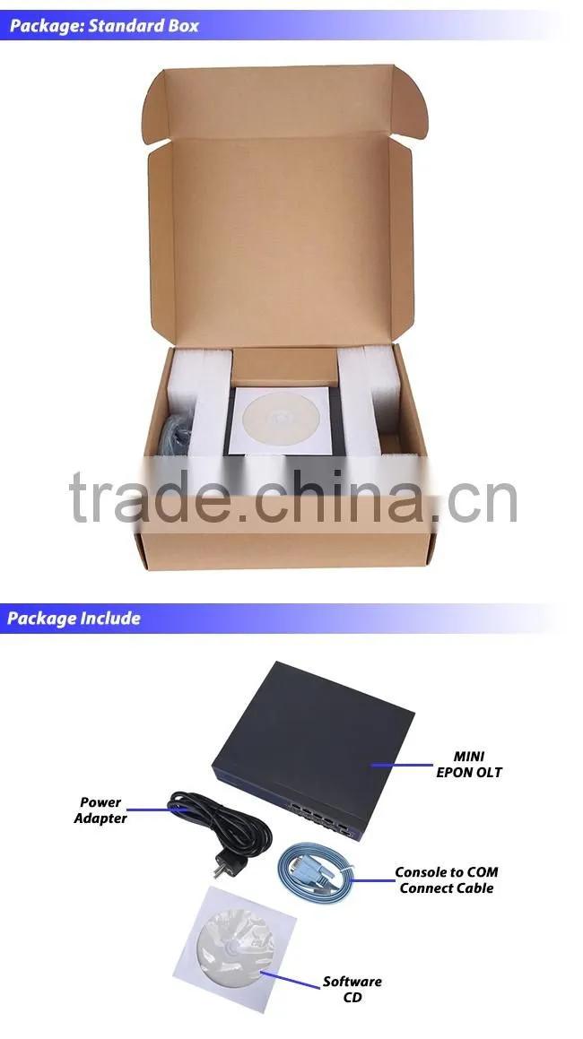 Mini 4PON GEPON OLT with 4*1000M Duplex Uplink Interface Support SNMP Telnet and CLI