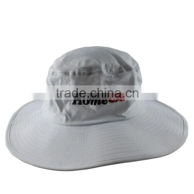 Cool long brim custom plain white cotton bucket hat wholesale