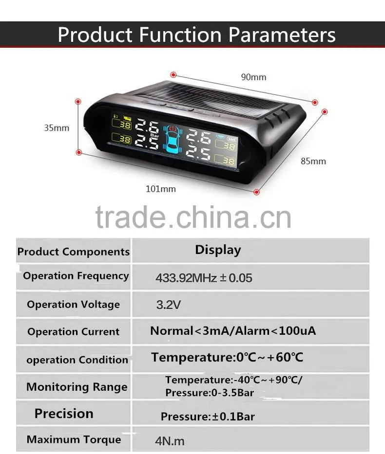 2016 TP-800 external car led Wireless DIY tpms alarm monitoring system,easy car alarm system ,digital tire pressure gauge