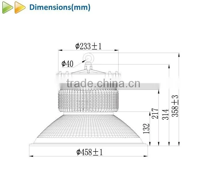 110V/120V 5000K 100W 150W 200W 250W UL DLC approved LED High Bay Lights, industrial/warehouse LED light