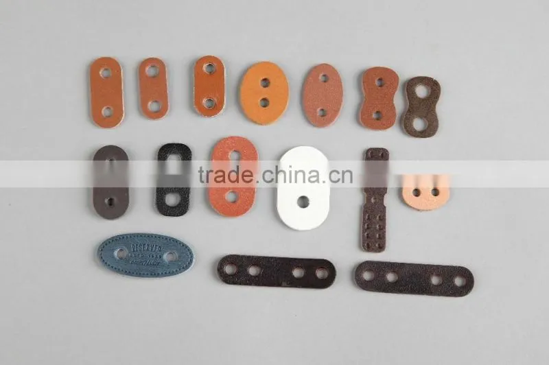 Color PU Leather Label with Custom Logo Backpack Pig Nose Leather Cord End Stoppers