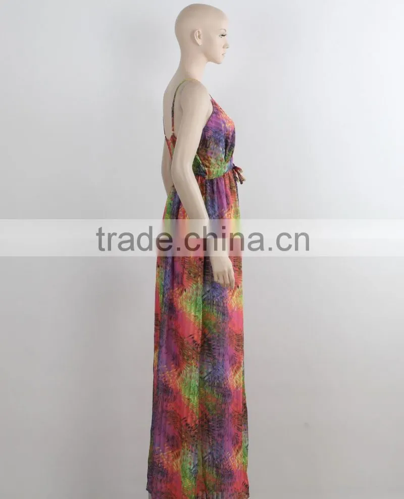 F5S40357 Women Long Print Party Dress