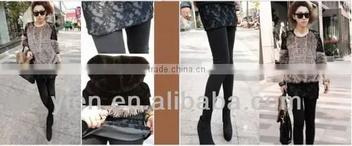Tights Leggings With Designs On Legs , Pure Color Warm Leggings