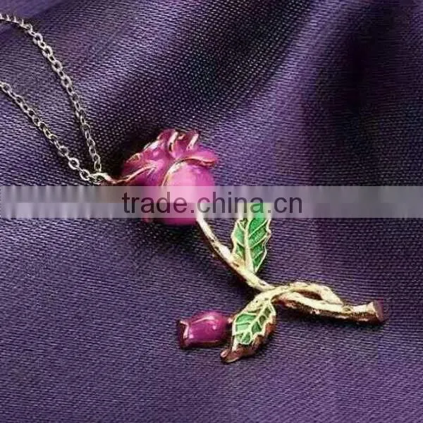 Valentine's Day gift 925 sterling silver rose flower design necklace foer women