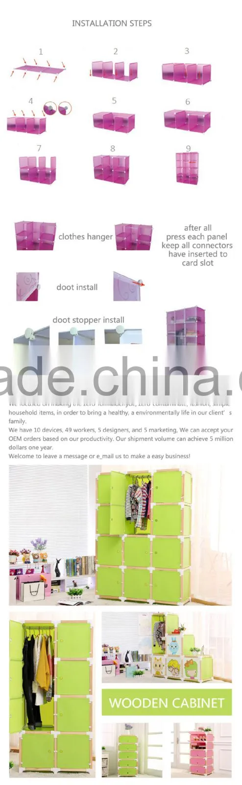 2015 China high quality 3 doors wooden wardrobe closet