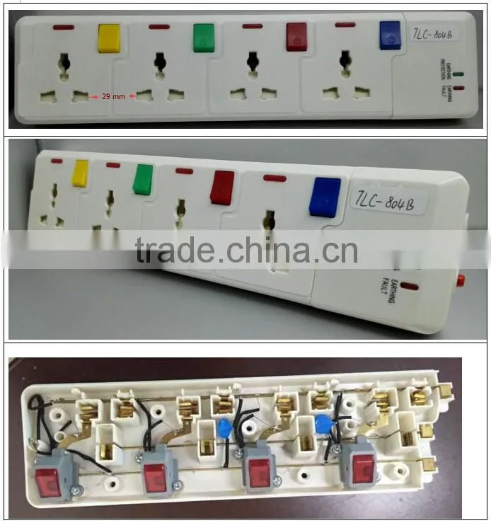 6 way colorful individual switch extension socket with pure copper Insert clip