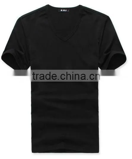 v-neck cotton t-shirts blank men wholesale plain white t-shirts
