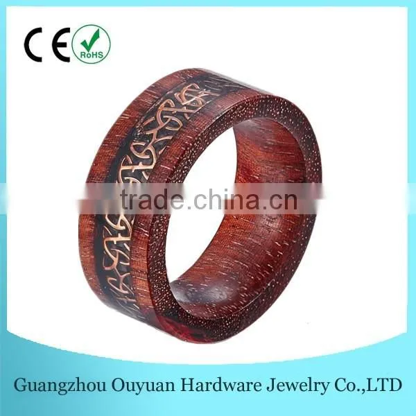 Factory Wholesale Natural Wood Rings Jewelry, Gold Foil Inlay Wood Rings Men