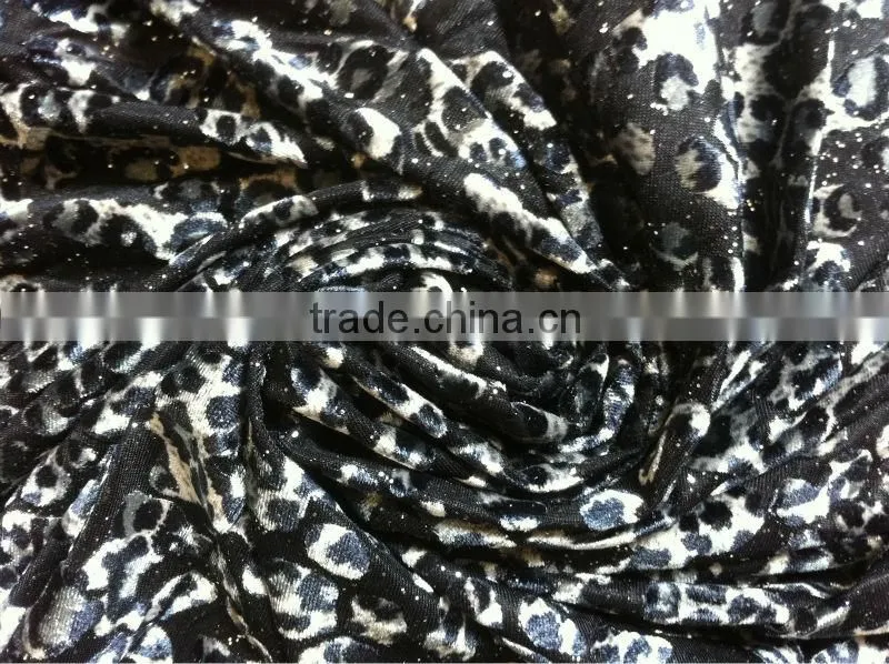 leopard dot brushing stretch velvet fabric