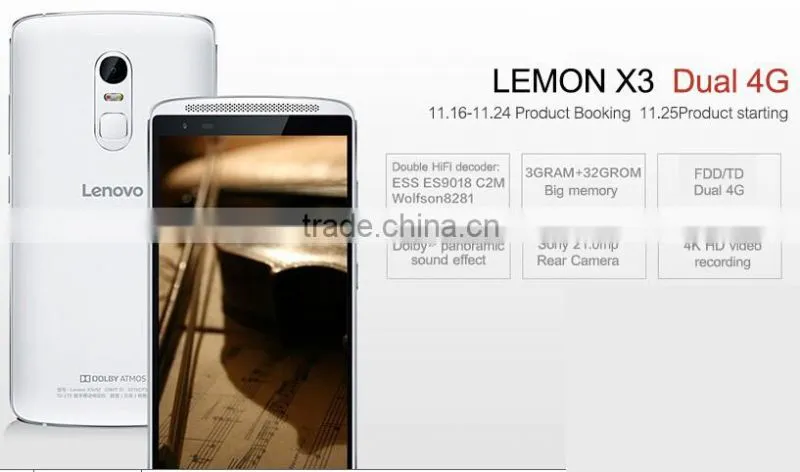 Original Lenovo Lemon Vibe X3 C50 5.5'' 1920X1080px Snapdragon-808 HexaCores 3GB+32GB RAM+ROM 21.0MP+8.0MP Camera Dual SIM