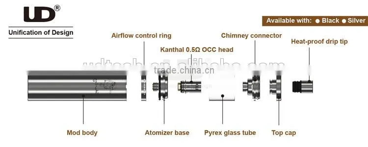 Cheap price China UD 1500mAh stainless steel ce e cigarettes