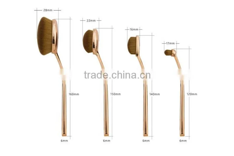Super quality Pro4 Makeup Brushes Toothbrush Oval makeup Brush Foundation Powder Kit Golf Shape Pipe Makeup Brushes Set 4pcs/set