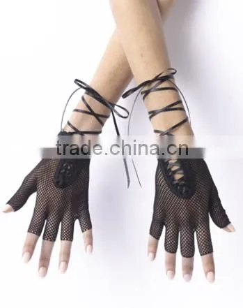 Halloween Accessory Short Neon Fishnet Gloves