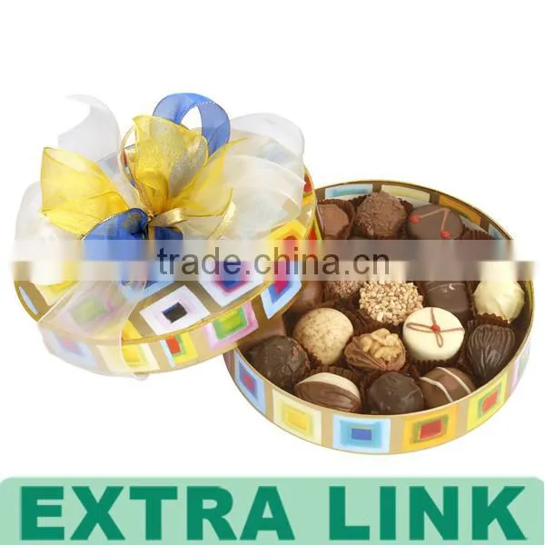 Popular design custom logo silk printing cardboard round truffle packaging box
