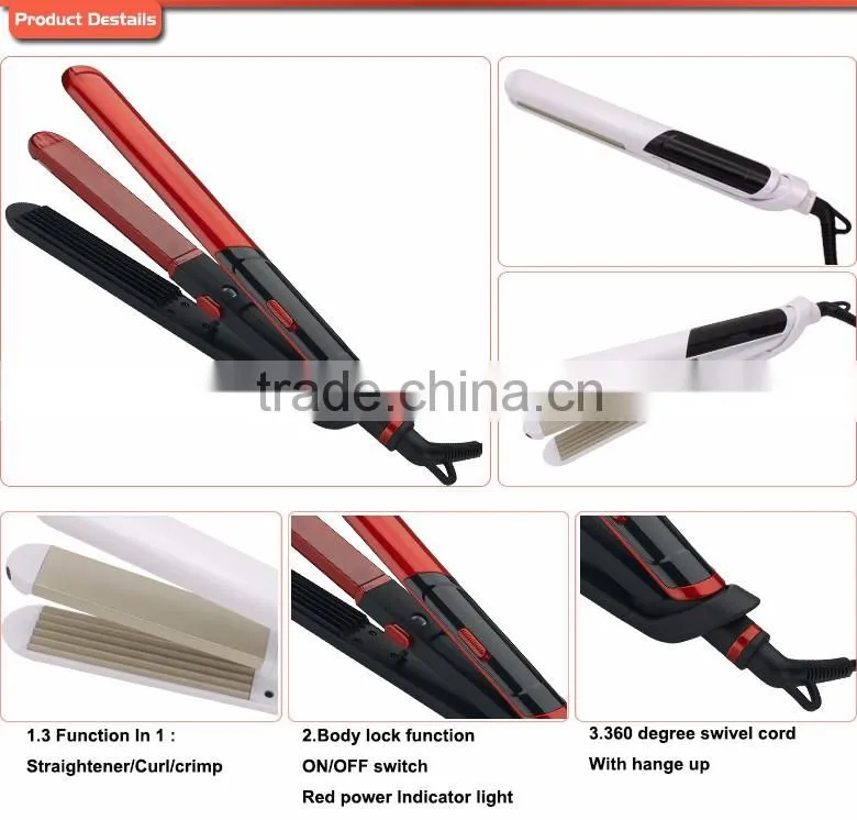 2016 NEW 3 In 1 cheap ceramic plates Hair Straightener and Curler