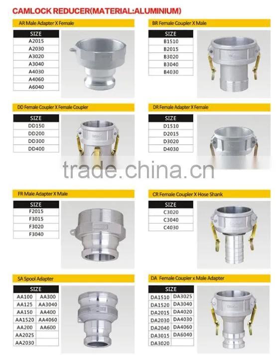 OEM various size quick aluminum camlock coupling,aluminum pipe hose coupling