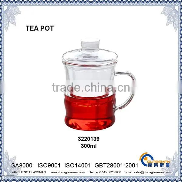 clear borosilicate glass tea pot TP139