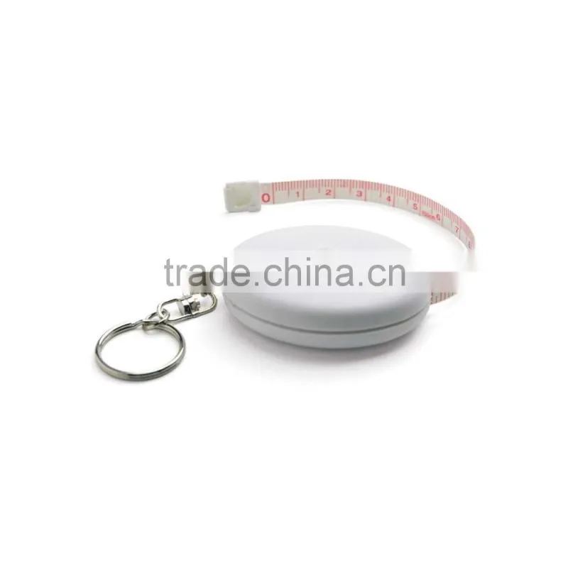 Round shape 1.5m plastic tape measure with keyring