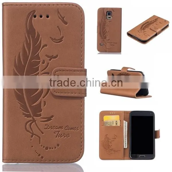 Embossed leather phone case,PU leather phone shell,flip foldable case for Samsung s5