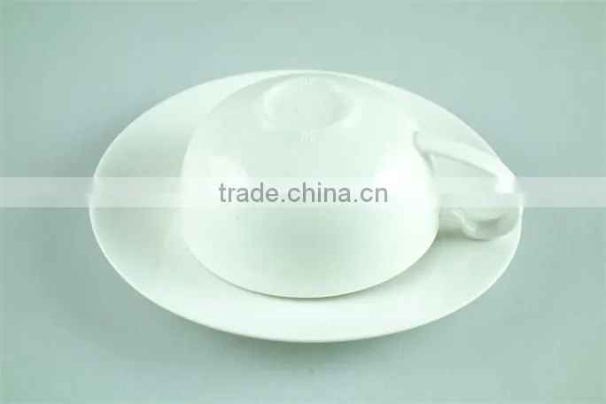 Ceramic porcelain white cup saucer set, bulk tea cups and saucers cheap, coffee cup and saucer