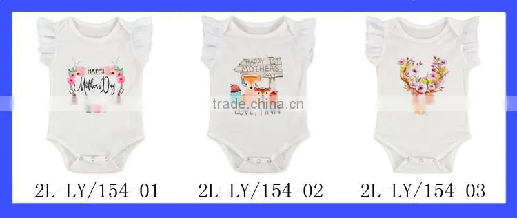 New Design Cotton Boutique Clothing Little Girls Lace Flutter Sleeve Rompers Summer Baby Girls Beach Romper