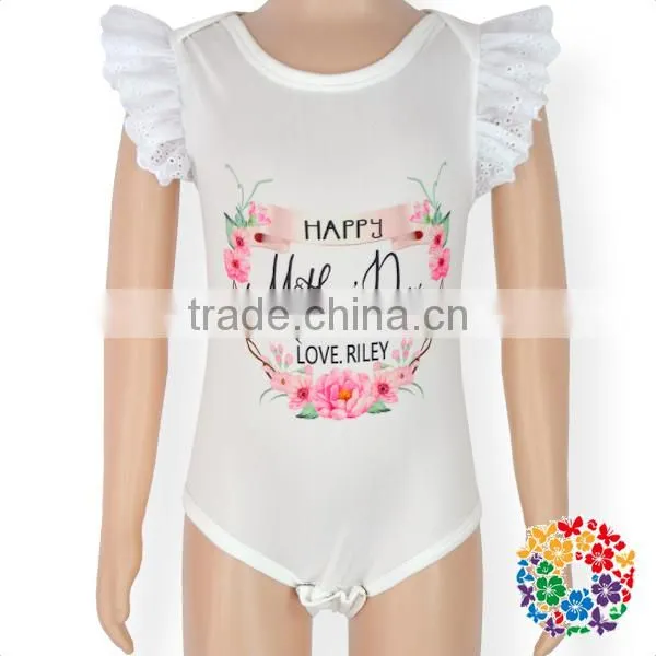 New Design Cotton Boutique Clothing Little Girls Lace Flutter Sleeve Rompers Summer Baby Girls Beach Romper