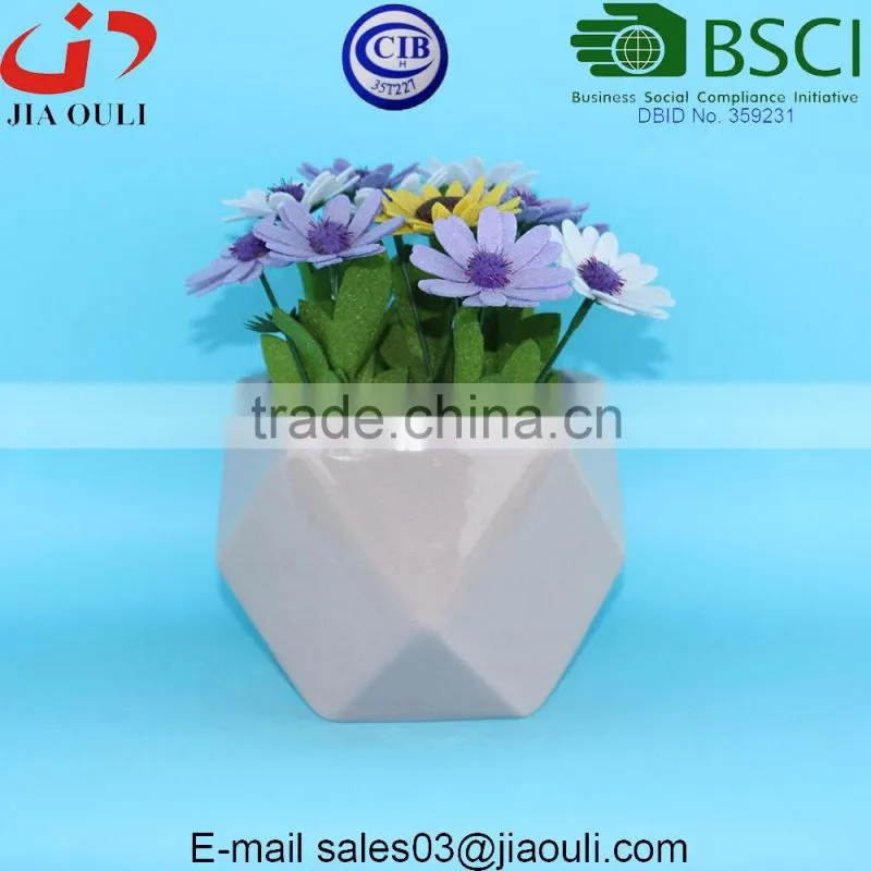 Best sales glazed white Ceramic flower pots origami pot